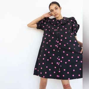 Crās/Cras Havana Puff Sleeve Dress Black Dot NWOT